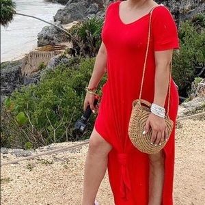 Body on Red Dress V-Neck T-Shirt Slot Dress